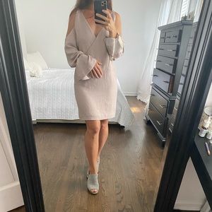 IRO size 36 light pink mini dress, open shoulder & backless long sleeve, small 6